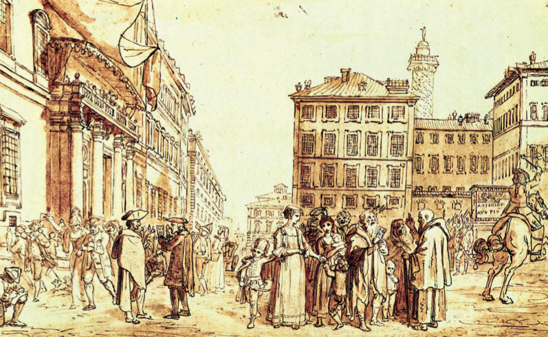 L-estrazione del lotto a Montecitorio, disegno di anonimo del 19? secolo, Roma, Museo di Roma