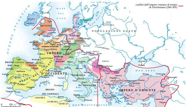 Cartina Europa Regni Romano Barbarici