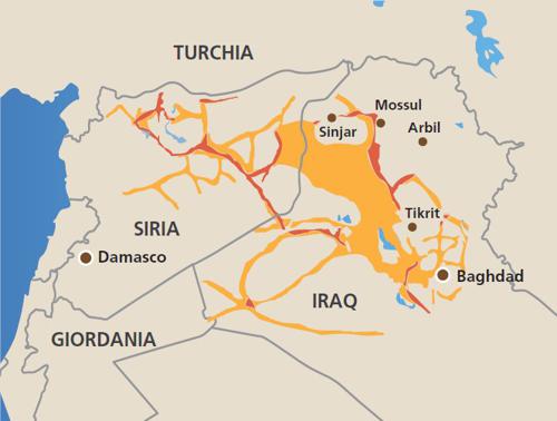 Aree Iraq e Siria con Stato Islamico