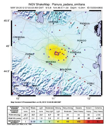 Figura 8 Il terremoto in Emilia