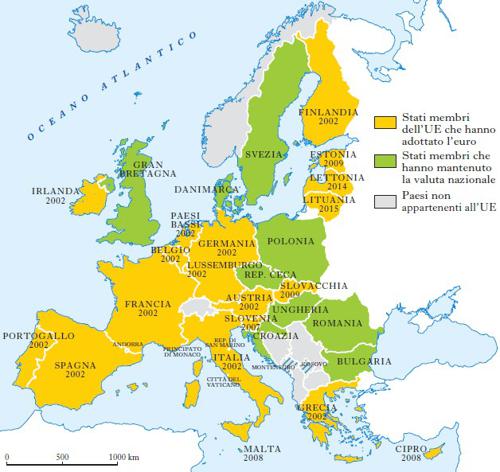 Paesi UE con l'Euro