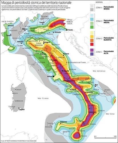 Mappa di pericolosità sismica in Italia