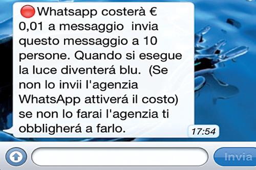 Falsi messaggi su WhatsApp