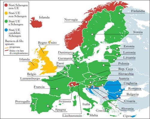 Stati europei aderenti alla Convenzione di Schengen